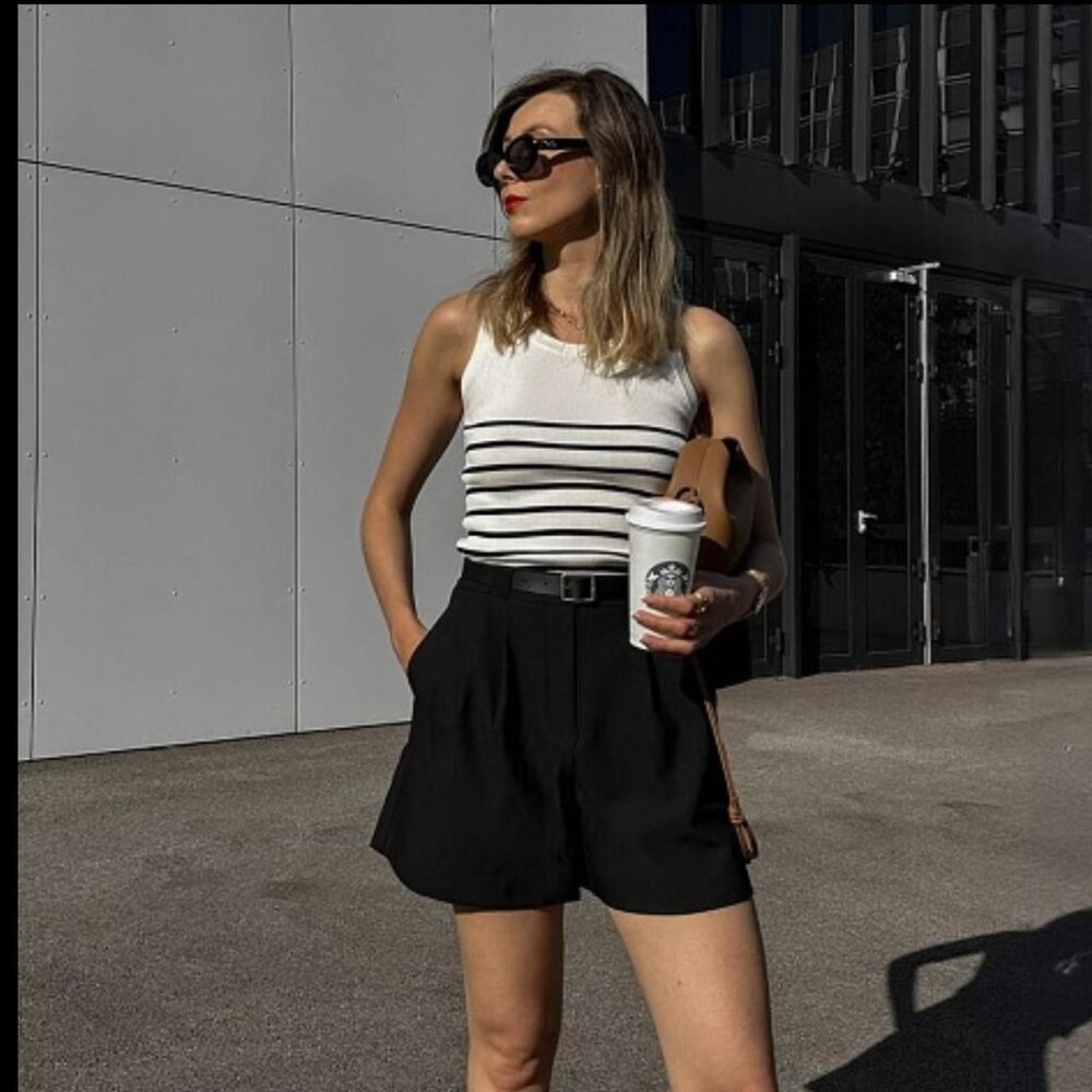 GOELIA Acetate Cotton Knitted Striped Tank Top size M